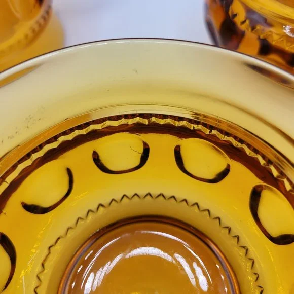 Vintage Indiana Glass Kings Crown Amber Thumb Print Cups 2-piece set - Picture 8 of 8